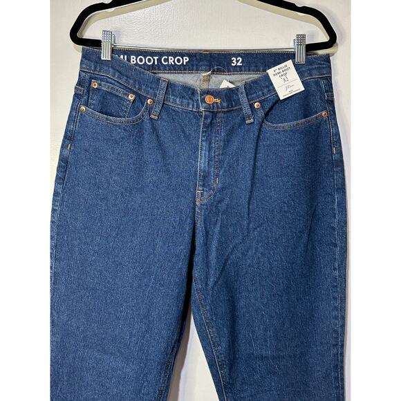 J. Crew 9" Billie Demi Boot Crop Jeans Frayed Hem Plus Size 32 NWT Dark Denim - Picture 2 of 14